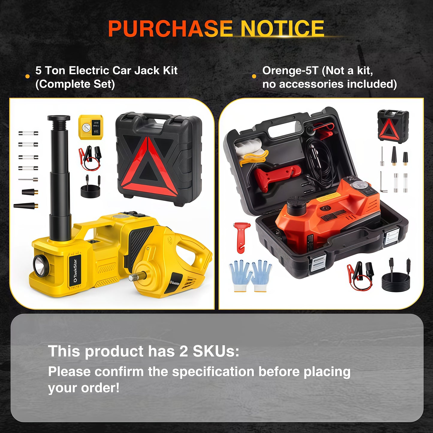 Electric Hydraulic Car Jack & Impact Wrench Kit