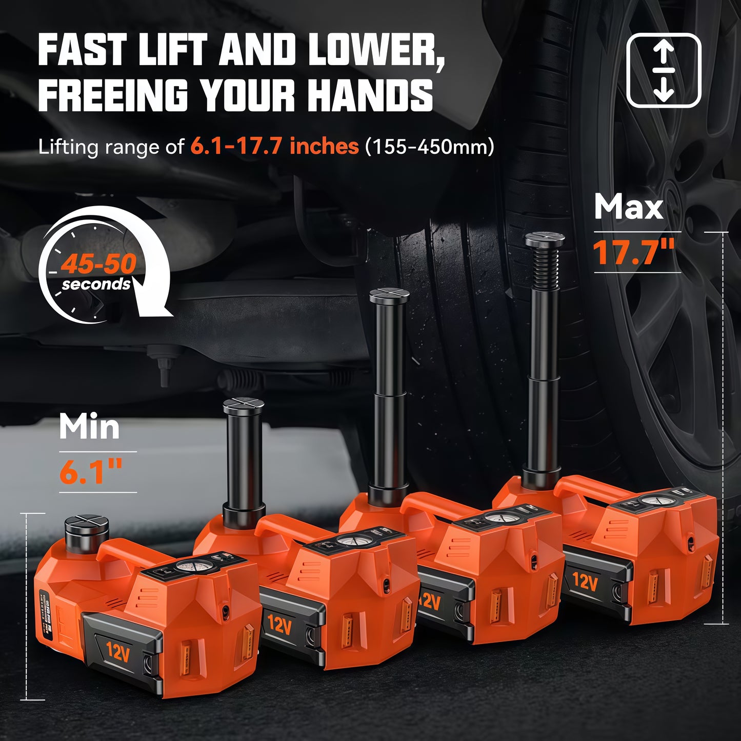 Electric Hydraulic Car Jack Kit with Air Compressor (12V)