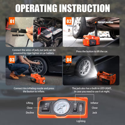 Electric Hydraulic Car Jack Kit with Air Compressor (12V)