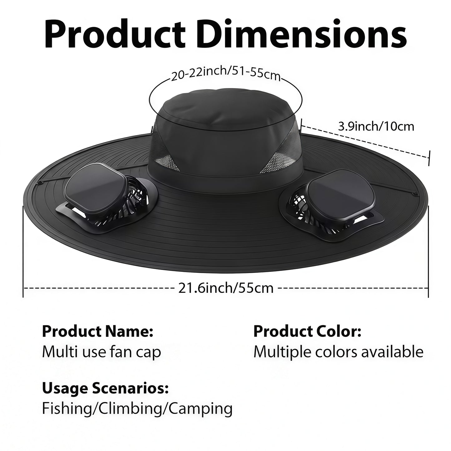 Hollow Out Breathable Mesh with dual fan design and solar panel